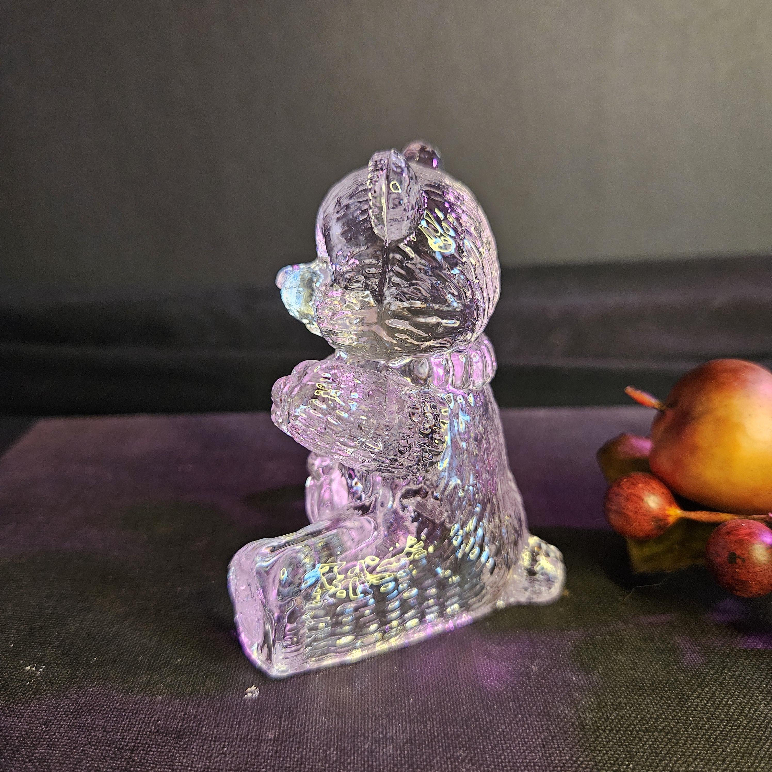 Glass Teddy Bear with Scarf - 3.5 inches tall