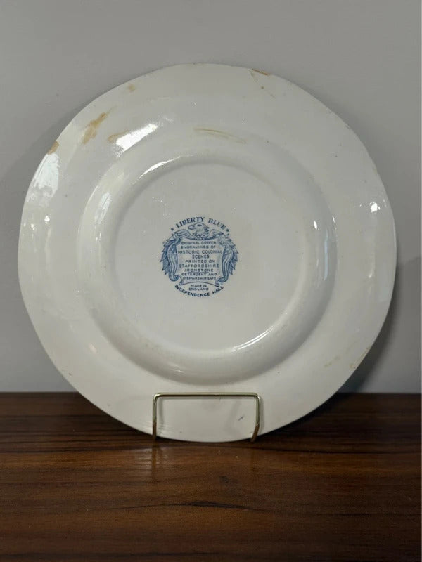 Vintage Liberty Blue Independence Hall Plate - Staffordshire England (1970s)