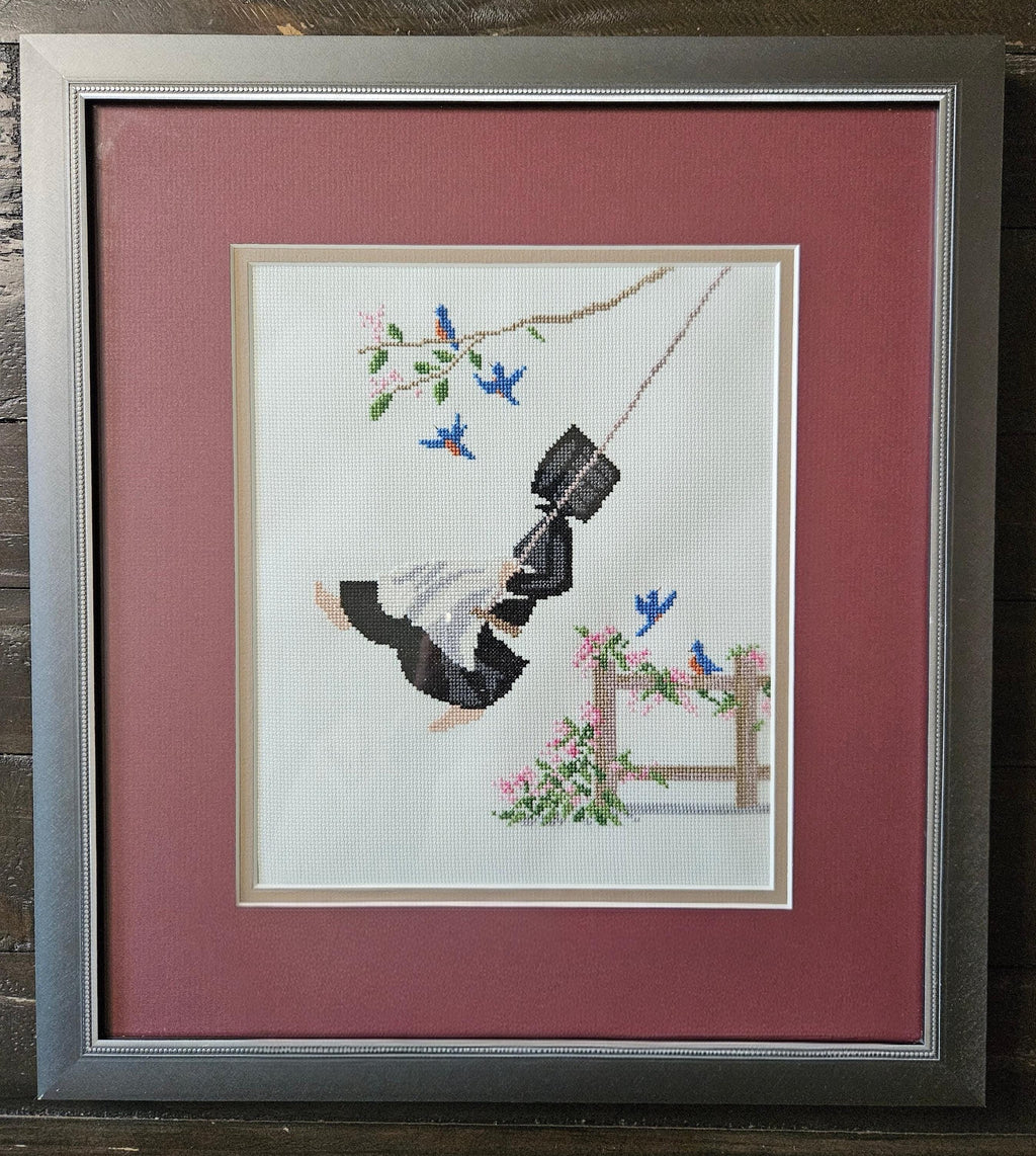 Diane Graebner, "Flying High" Framed cross-stitch - Ready to hang