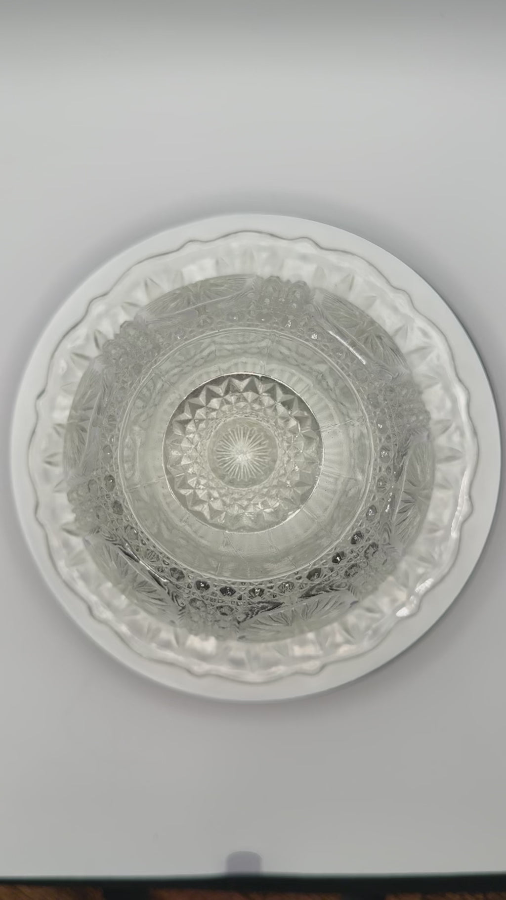 Vintage Clear Pressed Glass Domed Butter Dish - Starburst & Diamond Cut Round Glass Cheese Saver Tray
